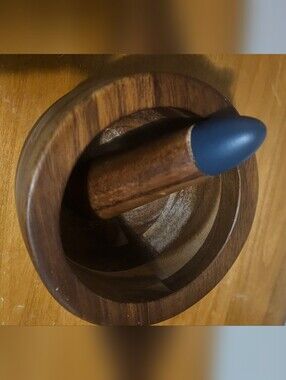Wood Mortar and Pestle with Black Tip